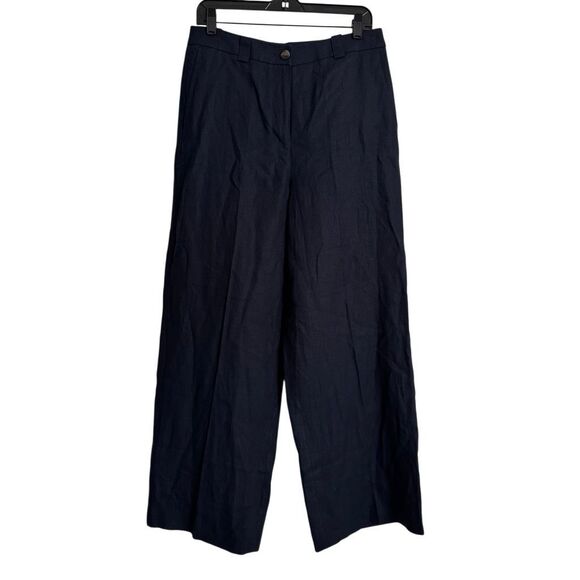 BODEN Westbourne Linen Pants 8R Navy Wide Leg - Picture 2 of 10